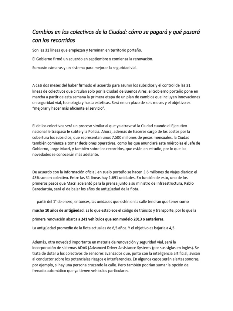 Cambios en colectivos de Buenos Aires | PDF | Buenos Aires | Transporte