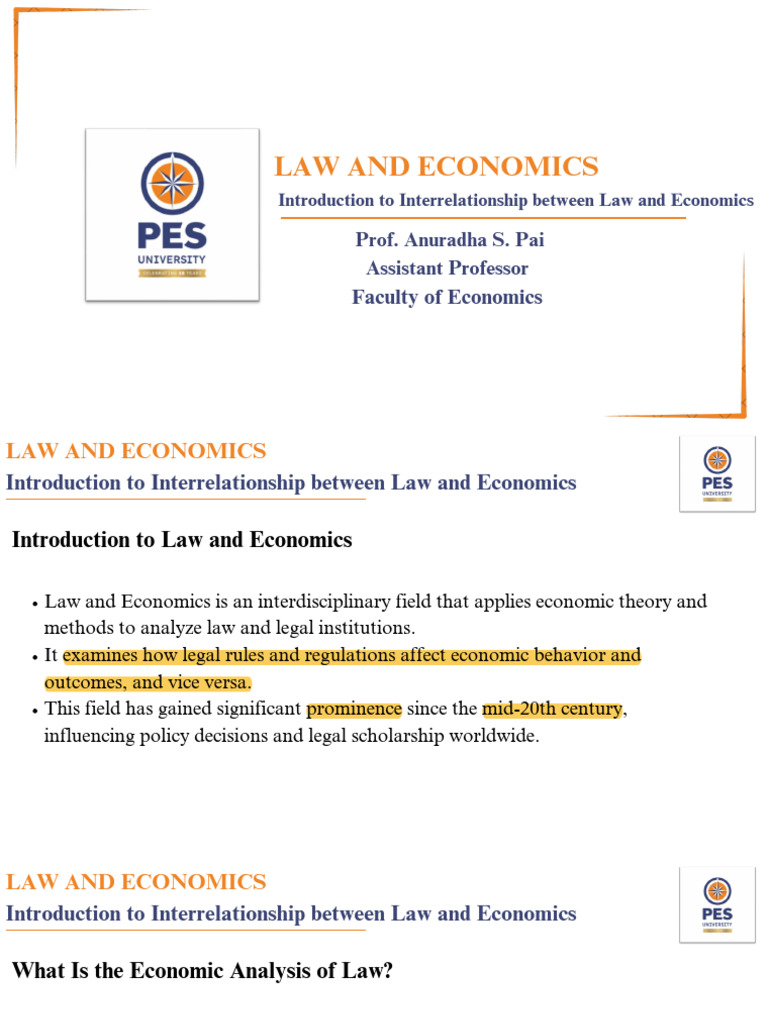 Law and Economics: Key Interrelationships | PDF | Law And Economics ...