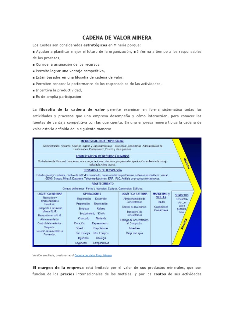 Estrategias en la Cadena de Valor Minera | PDF | Cadena de valor | Minería