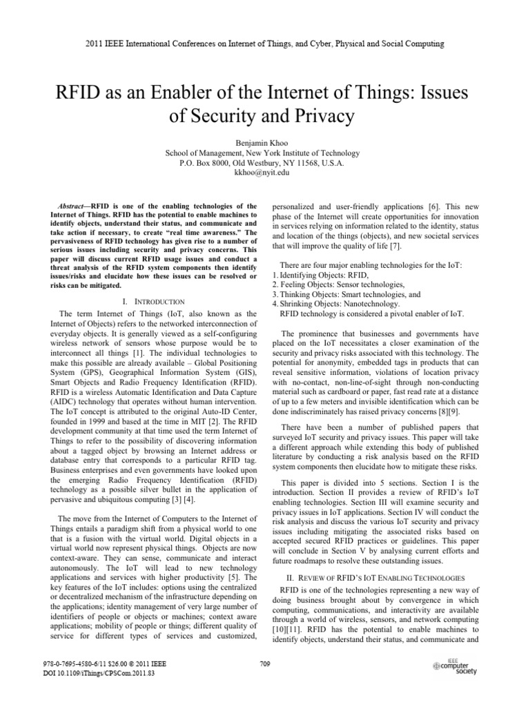 RFID As An Enabler of The Internet of Things - Issues of Security and ...
