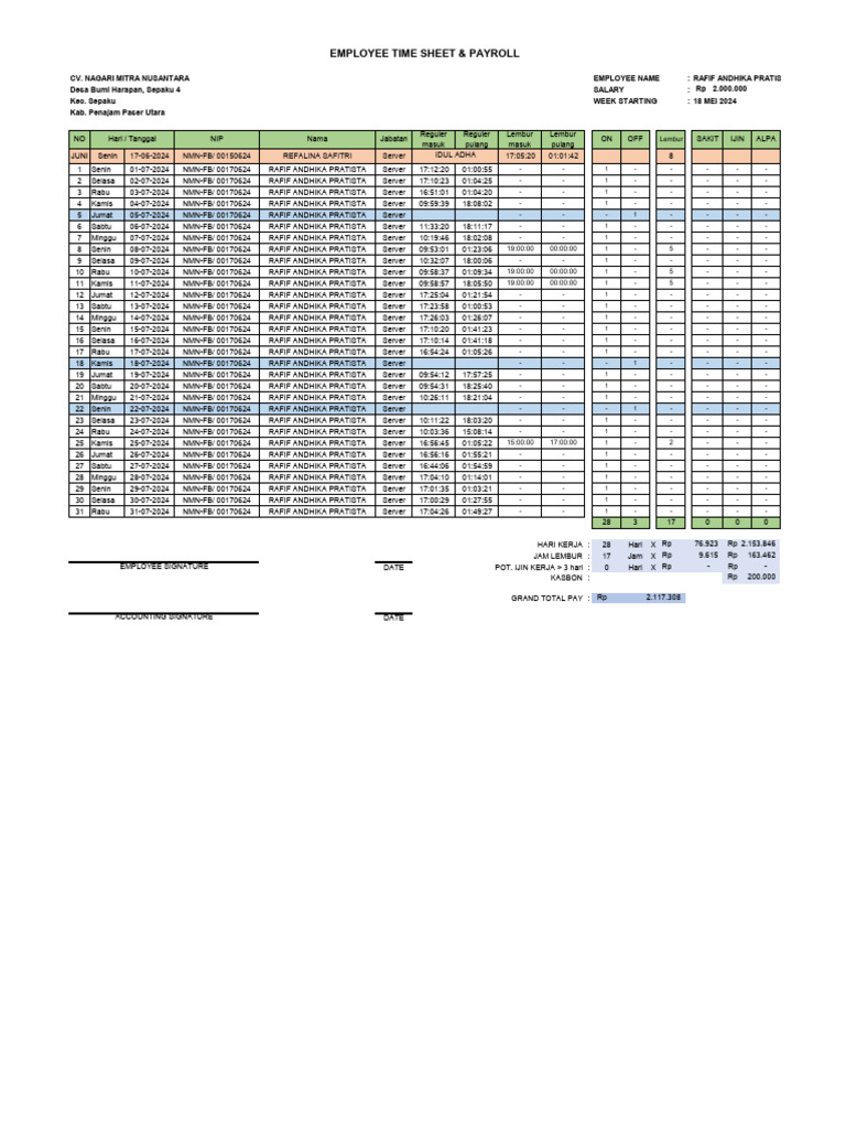 04082024 Gaji Rafif | PDF