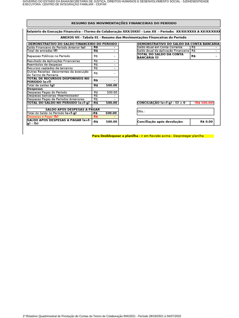 Relat rios de exec fin planilhas salarios rad c 500 l 3 5 anos 1