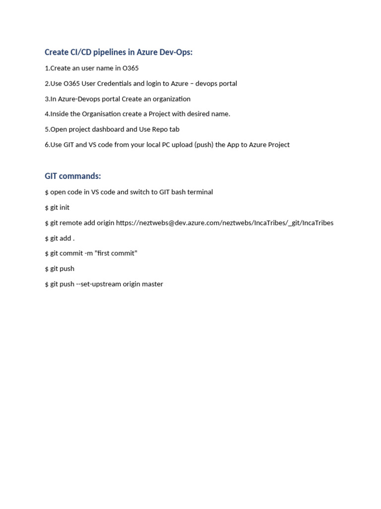 Azure DevOps CI/CD Pipeline Setup Guide | PDF