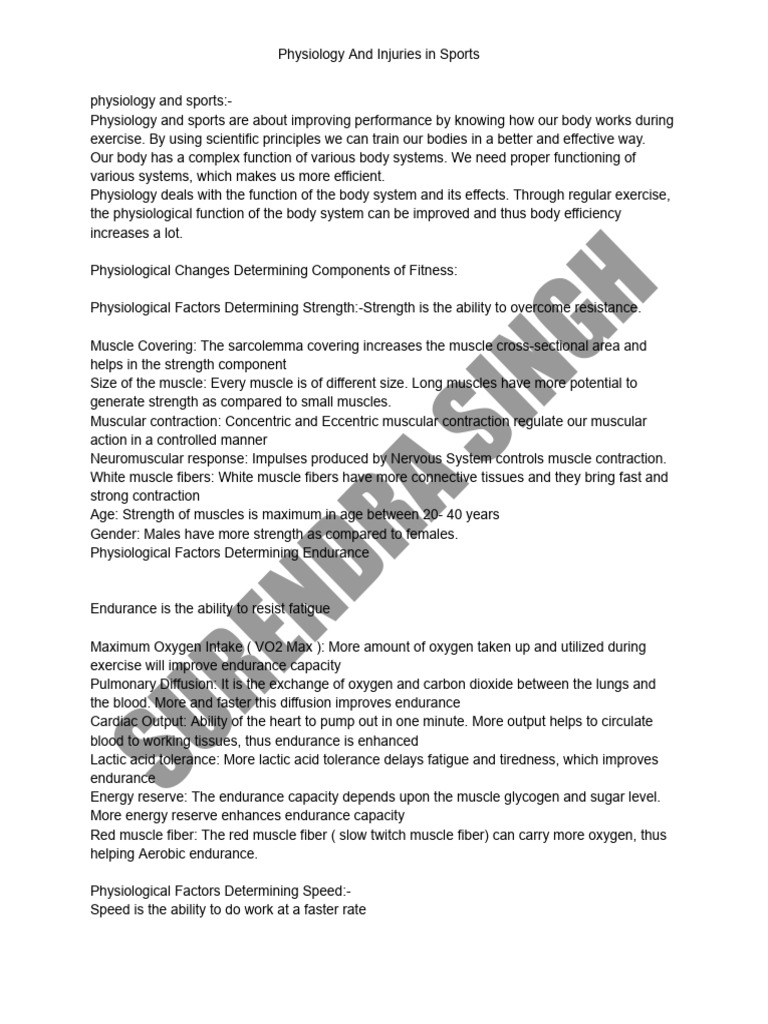 Physiology of Sports Injuries | PDF | Skeletal Muscle | Respiratory System