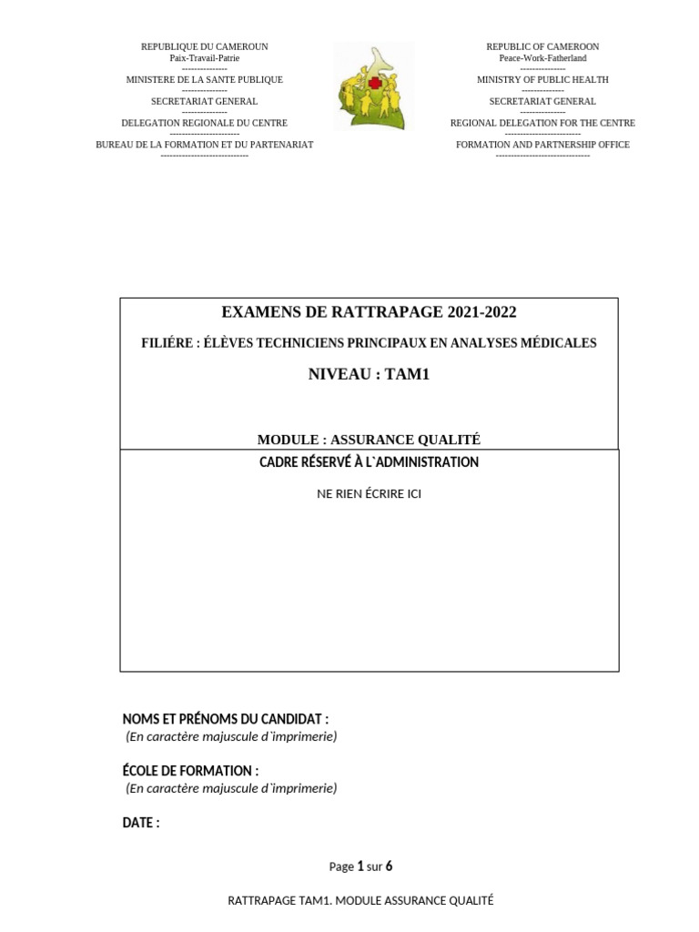 Rattrapage TAM1 : Assurance Qualité | PDF | Management de la qualité ...