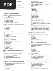 Question Bank for Communicative English BENGK106
