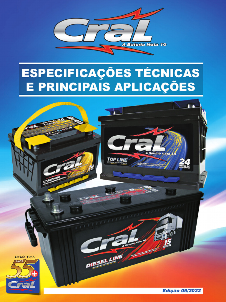 Especificações Técnicas das Baterias CRAL | PDF | Chumbo | Ácido sulfúrico