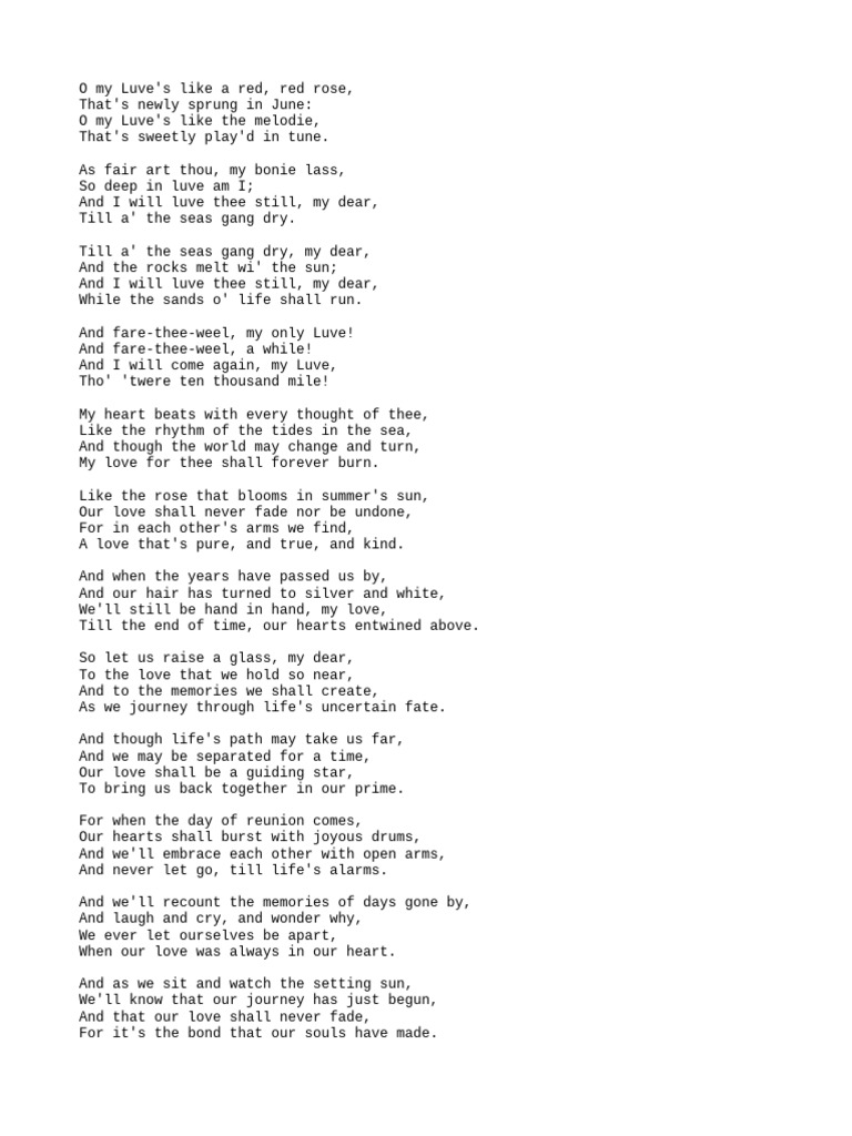 Timeless Love Poem: A Red Rose | PDF