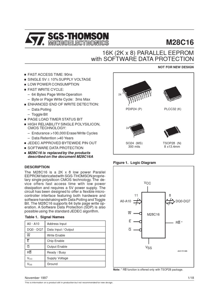 16K (2K X 8) Parallel Eeprom With Software Data Protection | PDF
