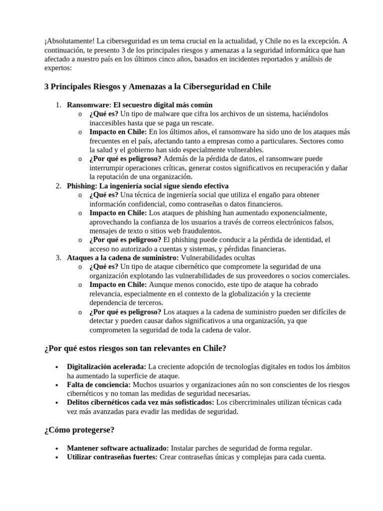 Riesgos de Ciberseguridad en Chile 2023 | PDF | Seguridad | La ...