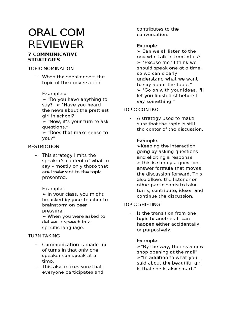 Oral Communication Reviewer | PDF | Speech | Communication