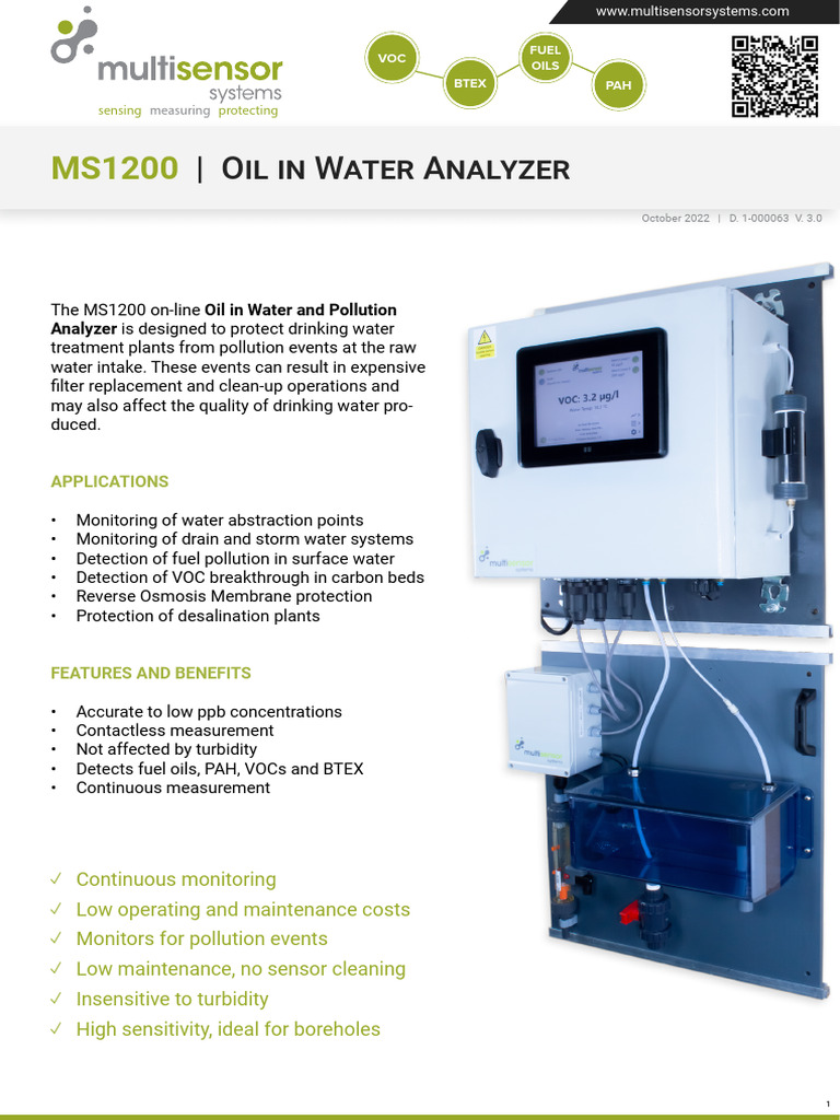 MS1200 Oil in Water Analyzer Overview | PDF | Water | Relay