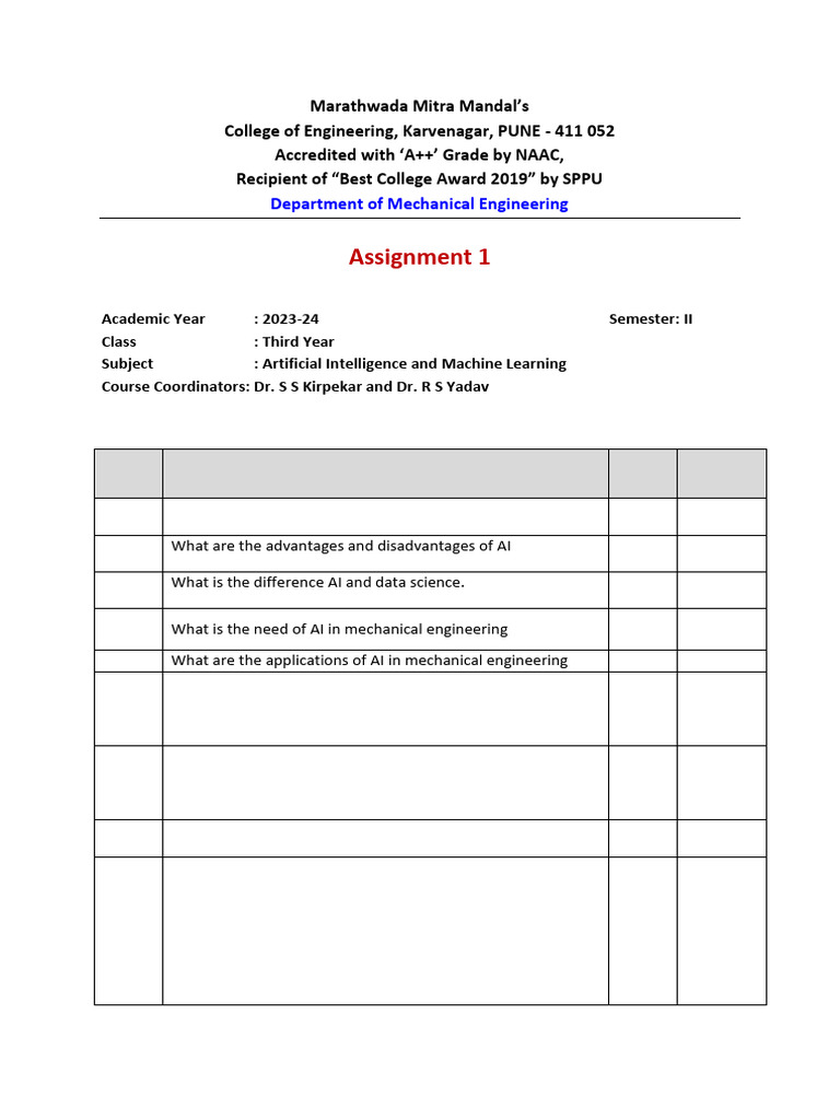 Assignment No 1 | PDF | Intelligence (AI) & Semantics | Artificial ...