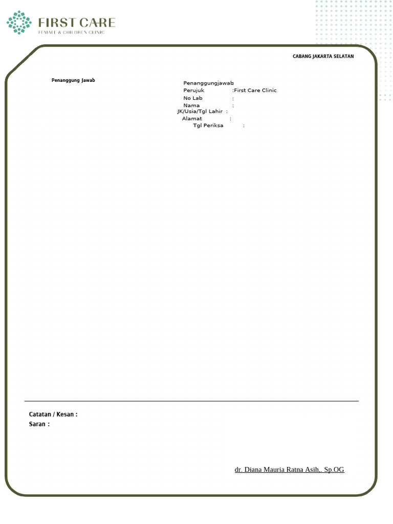 Form Hasil Pemeriksaan Lab | PDF