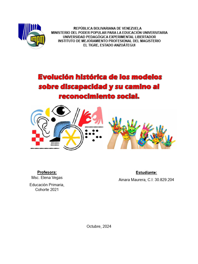 Evolución de Modelos de Discapacidad | PDF | Invalidez | Educación en ...