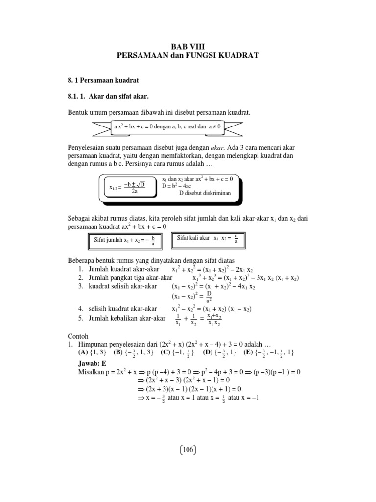 Persamaan Dan Fungsi Kuadrat