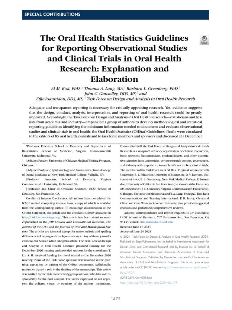 The-Oral-Health-Statistics-Guidelines-for-Reportin | PDF | Randomized ...