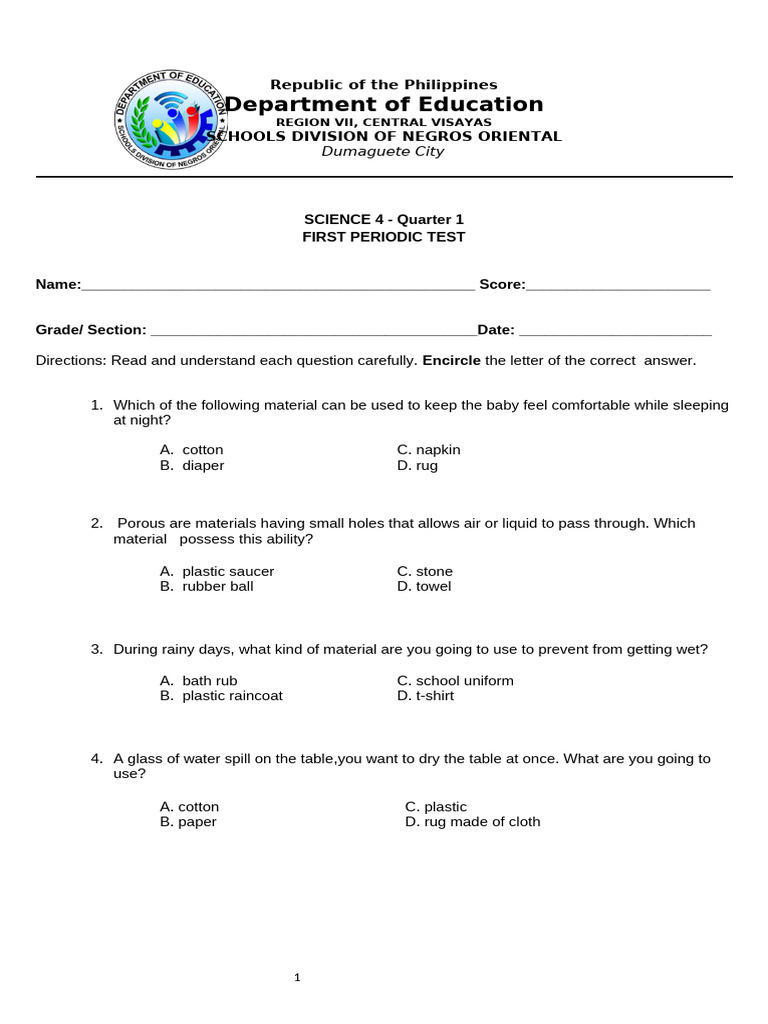 Science 4 First Periodic Test Guide | PDF | Recycling | Waste