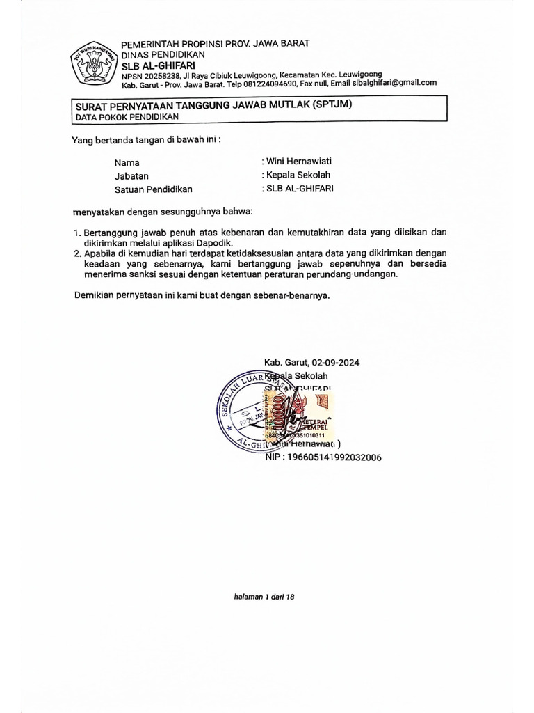 Sptjm Dapodik Slb Al Ghifari 2025 Pdf