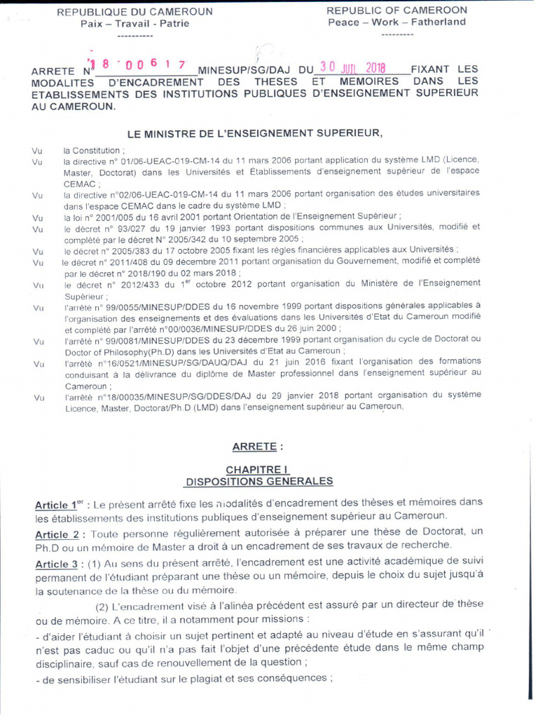 Arrete Encadrement These Et Memoire | PDF