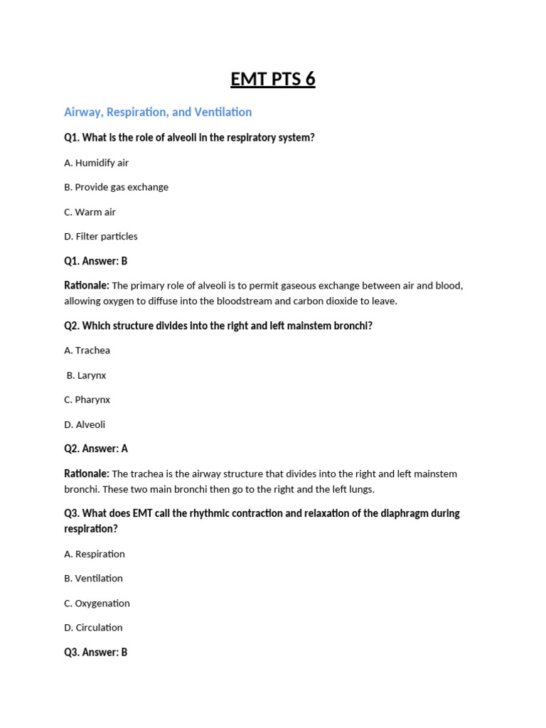 Rewritten EMT PTS 6 Q1 to Q120 | PDF | Chronic Obstructive Pulmonary ...