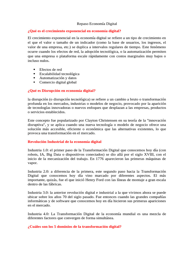 Repaso Economía Digital | PDF | Computación en la nube | Internet de ...