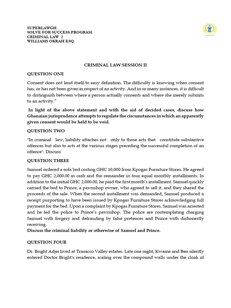 Ghanaian Criminal Law Case Analysis | PDF | Justice | Crime & Violence