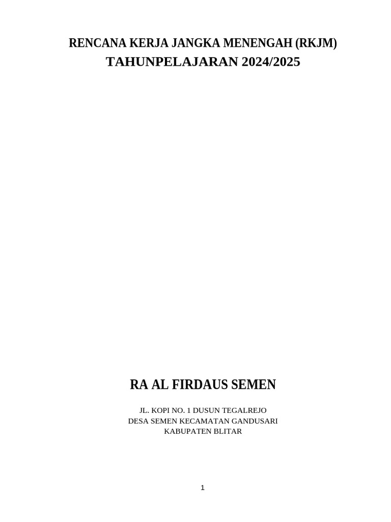 RKJM RA Al Firdaus 2024/2025 | PDF