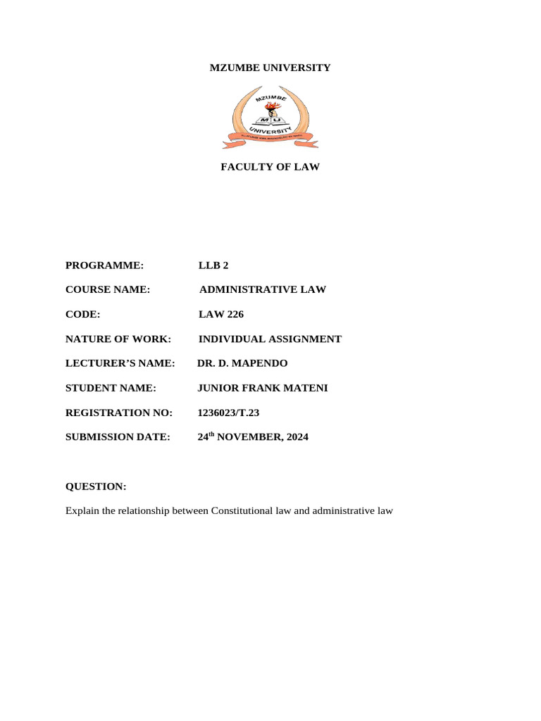 Administrative Law Individual Assignment | PDF | Administrative Law ...