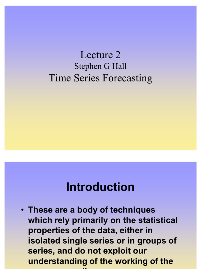 Lecture 2 Time Series Forecasting | PDF | Stationary Process ...