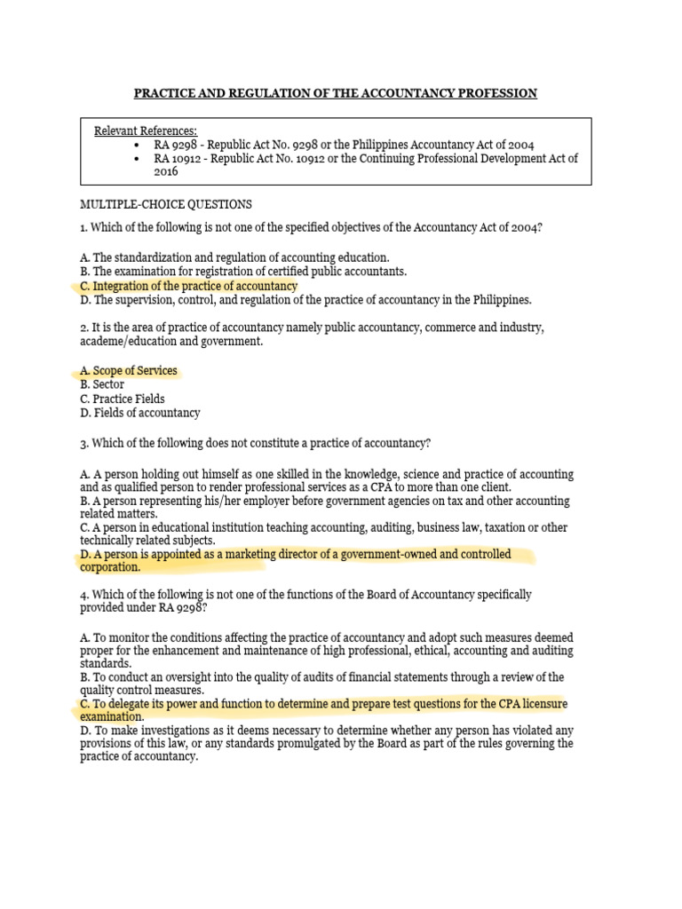 Accountancy Practice and Regulation Overview | PDF | Certified Public ...