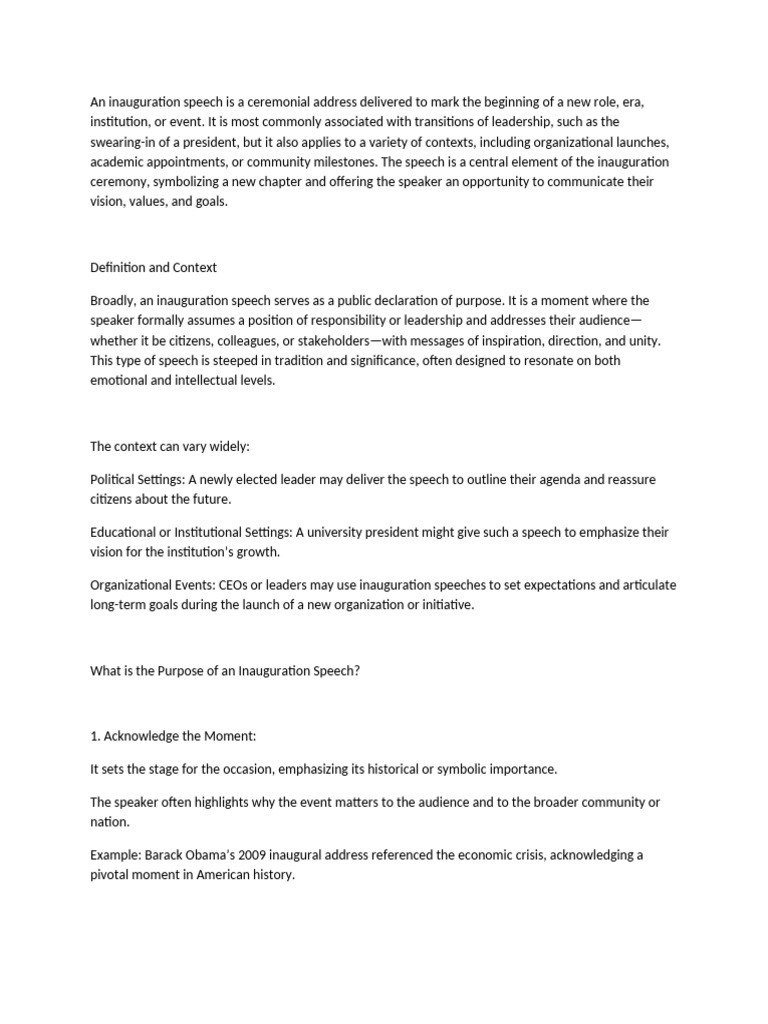 Inaugurational Speech | PDF | Leadership | Mentorship