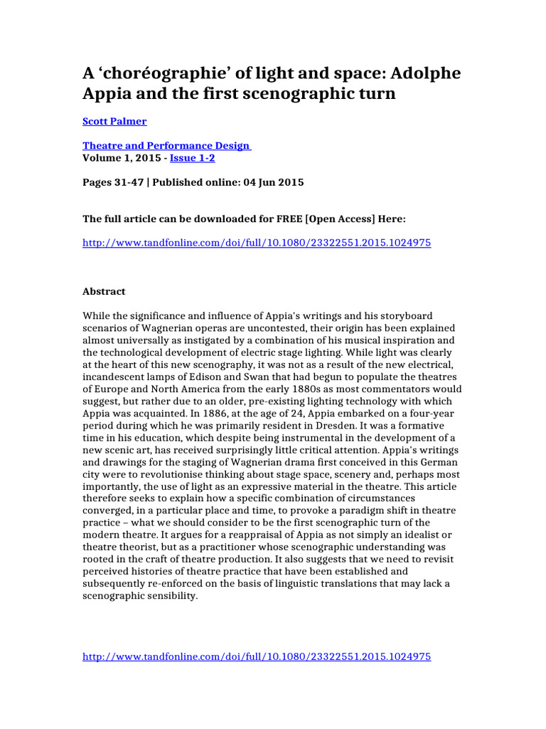 Appia's Scenographic Revolution in Theatre | PDF