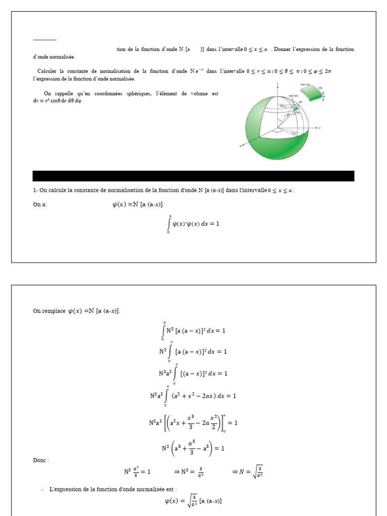 Normalisation des fonctions d'onde | PDF | Intégral | Physique