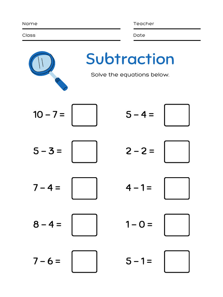 Bi-Color Subtraction Math Foundational Worksheet | PDF