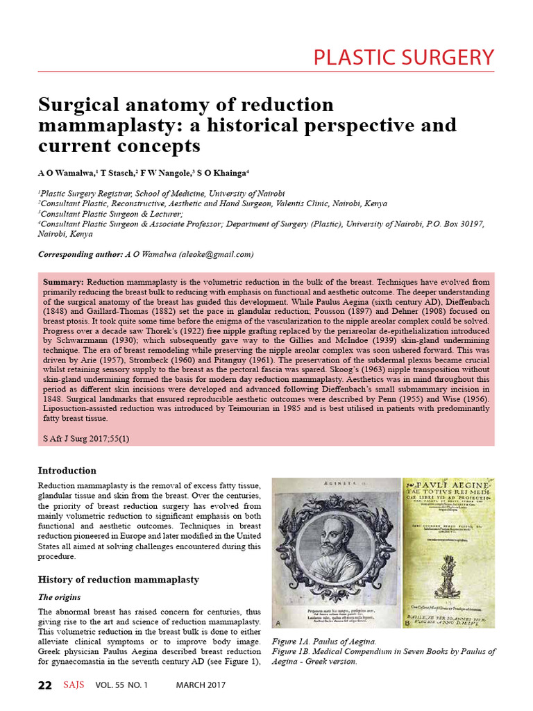 Surgical Anatomy of Reduction Mammaplast | PDF | Breast | Organ (Anatomy)