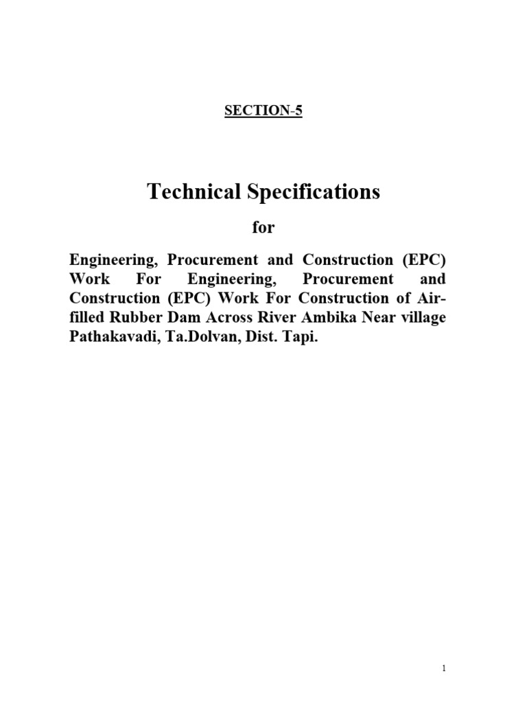 EPC Technical Specs for Rubber Dam Project | PDF | Specification ...