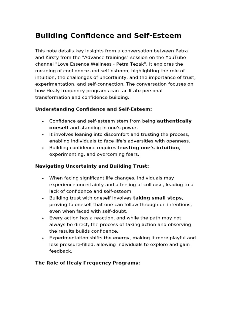 Boosting Confidence with Healy Programs | PDF | Self Esteem | Fear