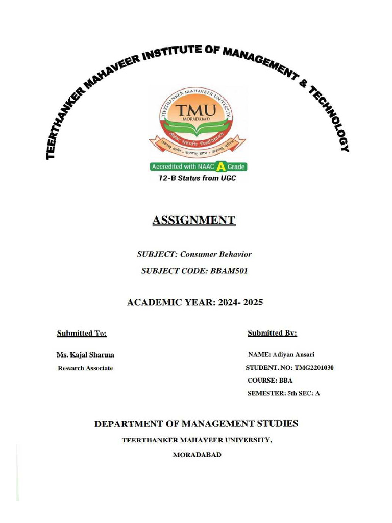 Consumer Behavior Assignment Pdf