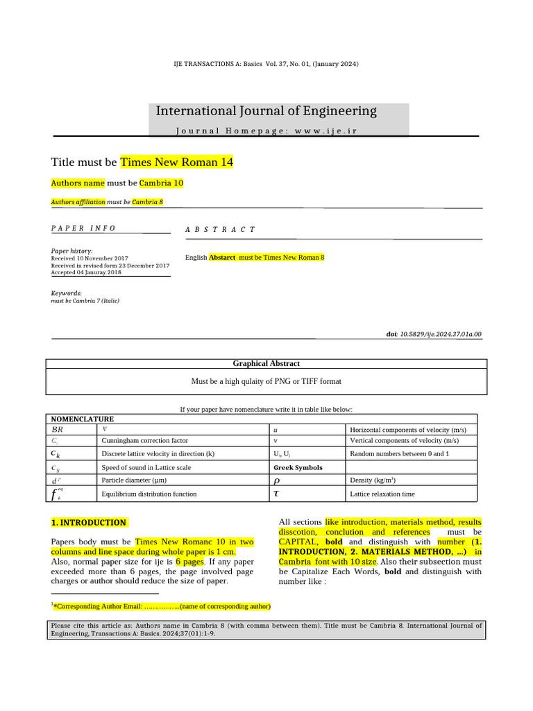 IJE Transactions A: Submission Guidelines | PDF | Physics | Physical ...