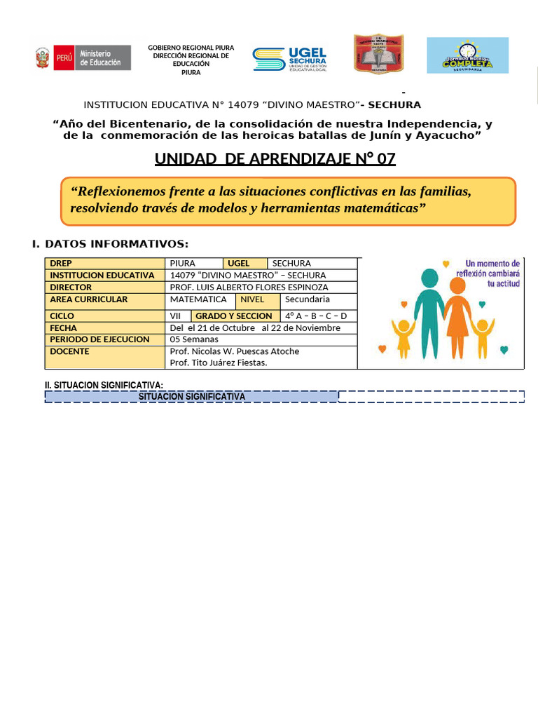 Unidad de Aprendizaje en Matemáticas | PDF | Ecuaciones | Geometría