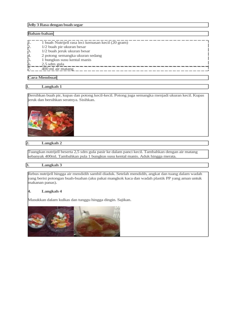 Jelly 3 Rasa Buah Segar Nutrijell | PDF