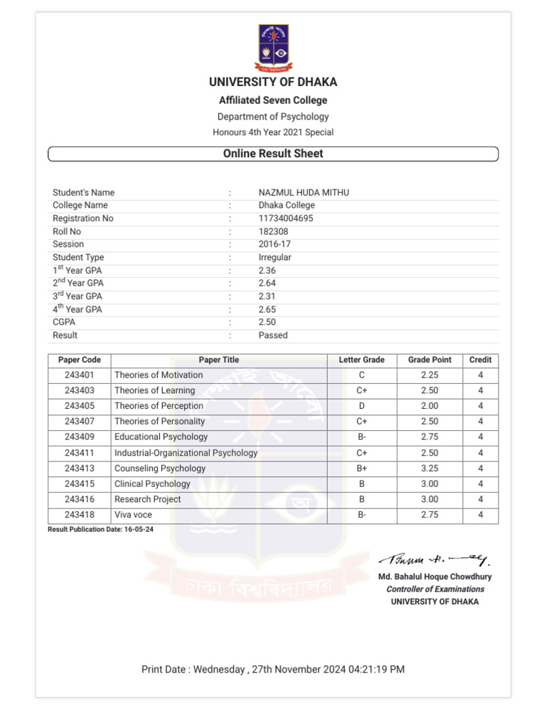 Fina Year Result MarkSheet | PDF | Behavioural Sciences | Liberal Arts ...