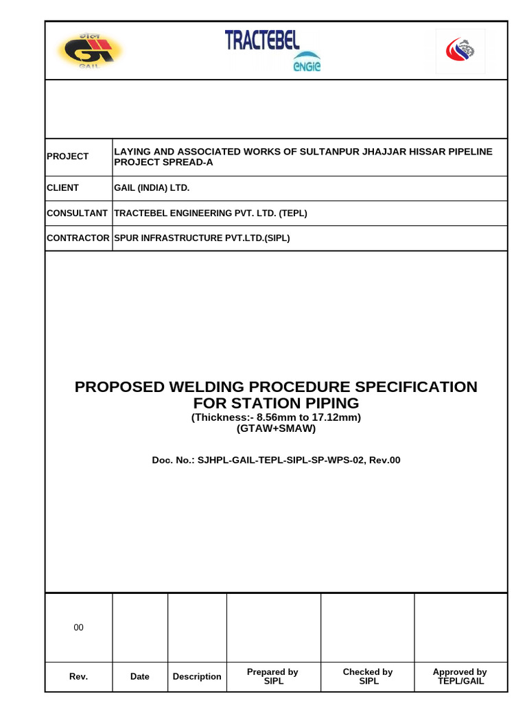 Welding Procedure for Sultanpur Pipeline | PDF | Welding | Construction