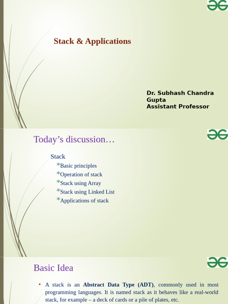 Understanding Stacks: Operations & Applications | PDF | Computer ...