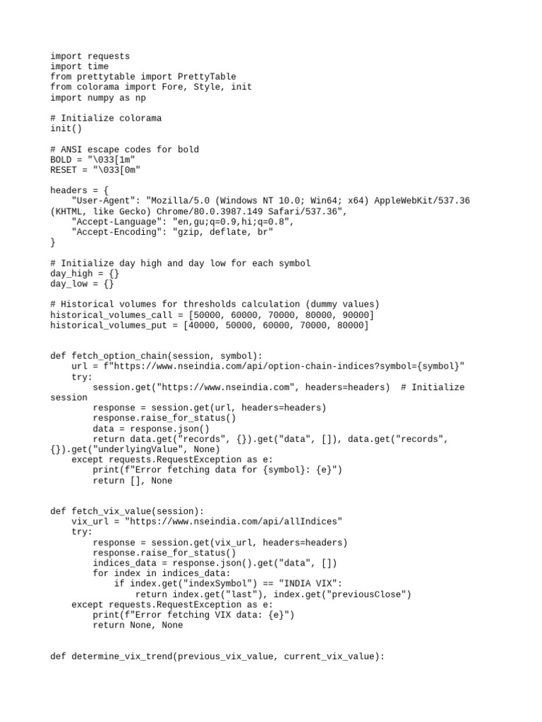 NSE Option Chain Analysis Script | PDF