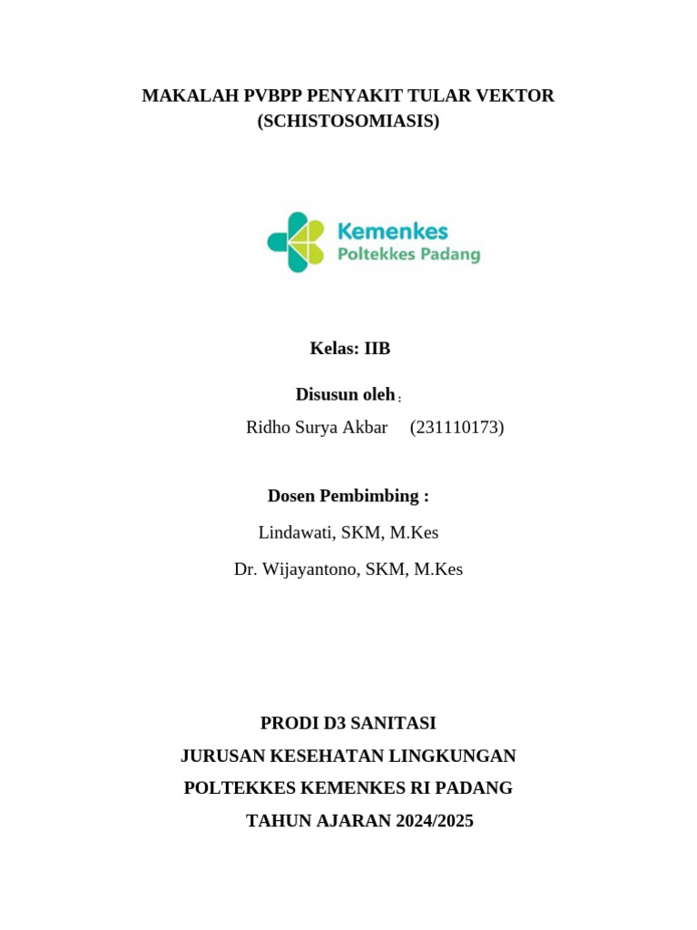 Makalah Schistosomiasis: Penyakit Tular Vektor | PDF