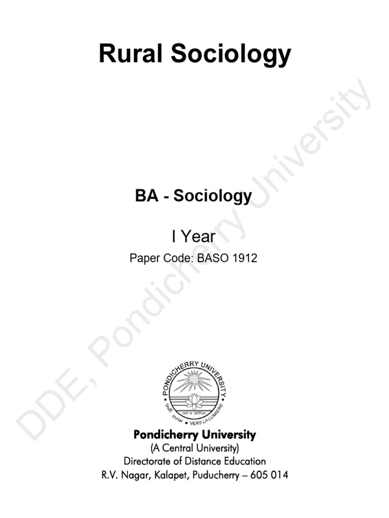 Rural Sociology | PDF | Sociology | Society