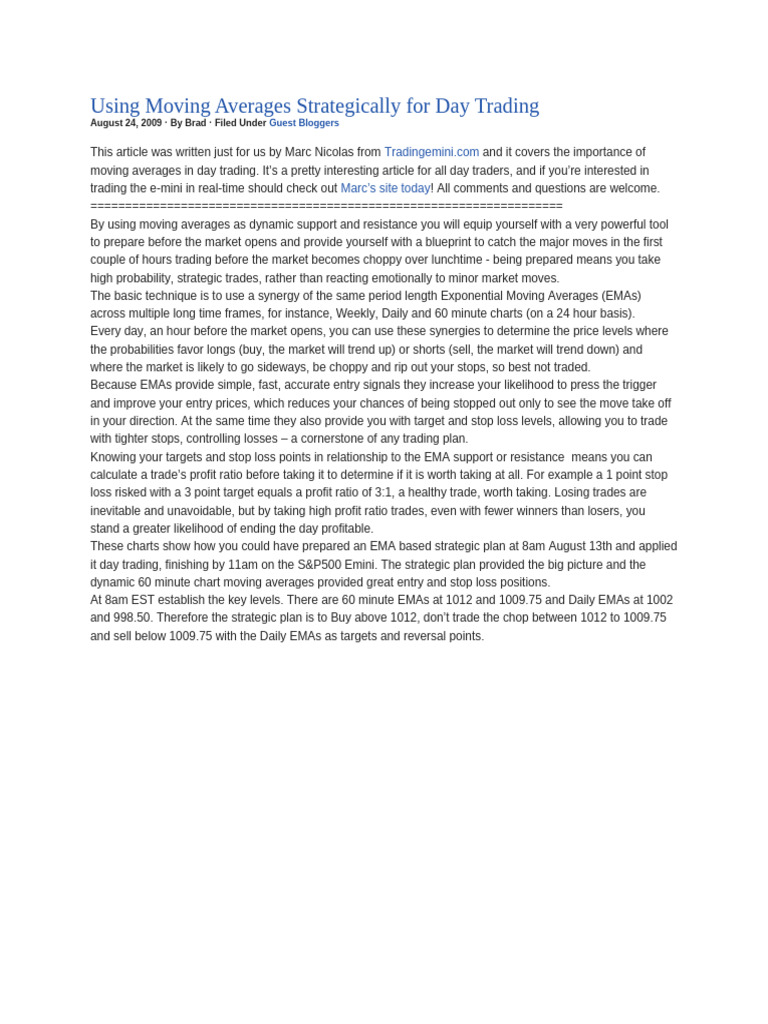 Strategic Day Trading with Moving Averages | PDF | Day Trading | Moving ...