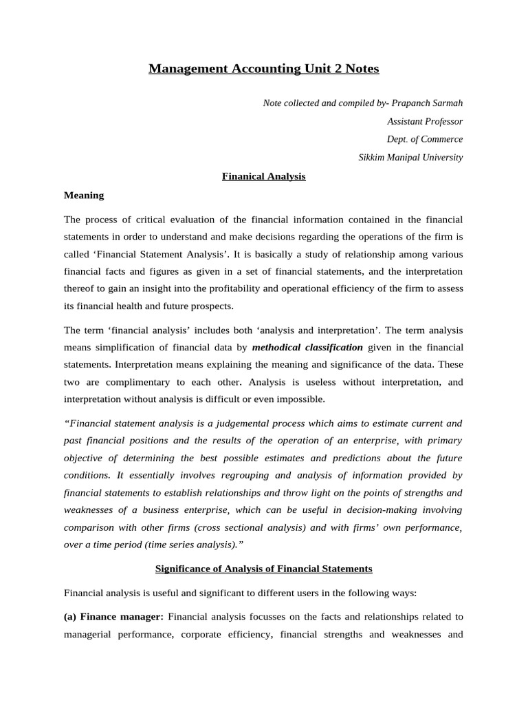MA Introductory Notes Unit 2 | PDF | Cash Flow Statement | Financial ...